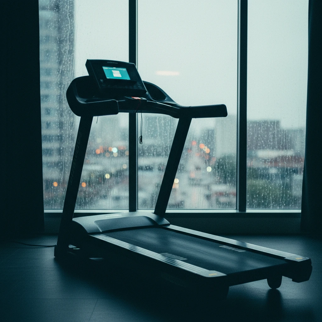 Connected treadmill in a home studio