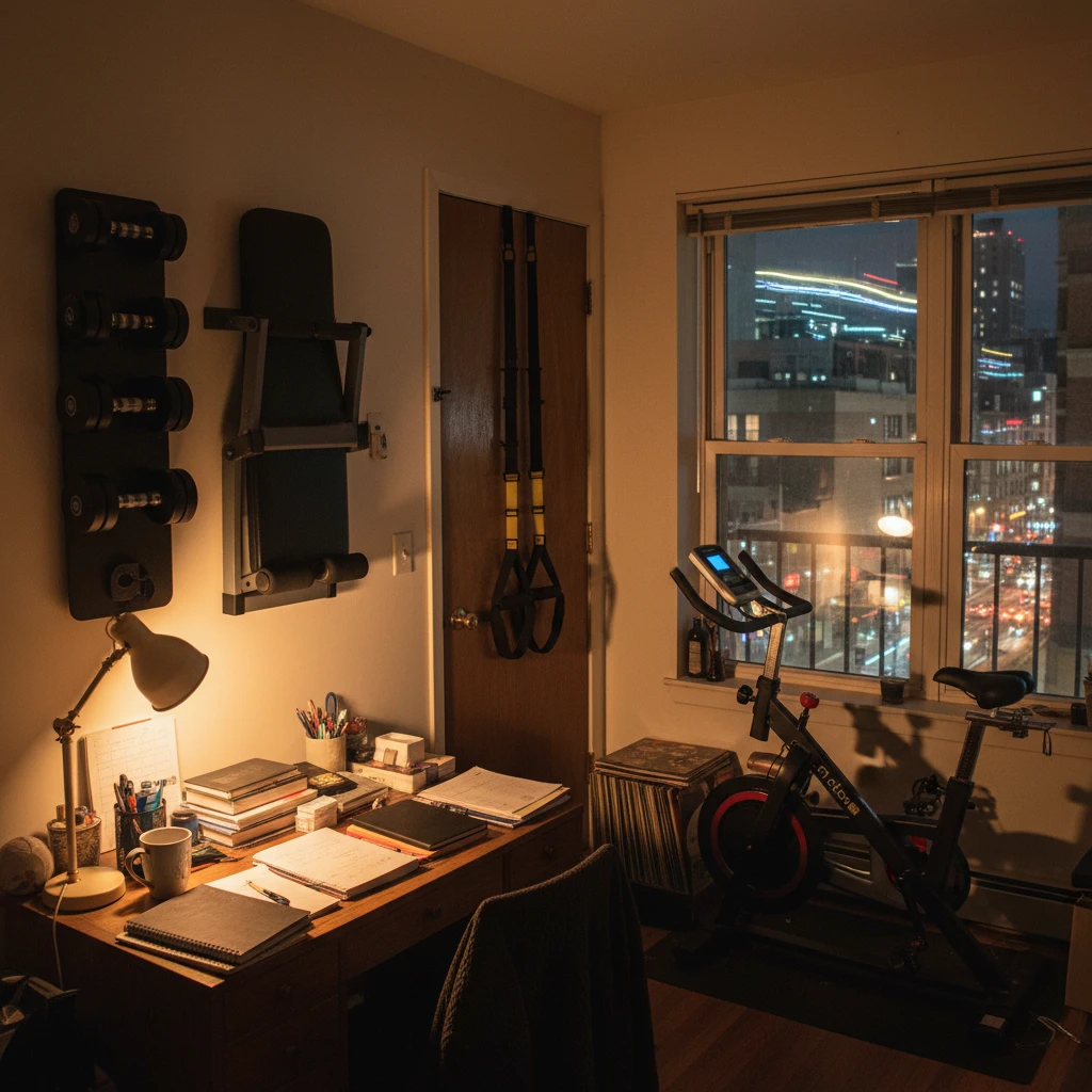 Compact apartment home gym setup