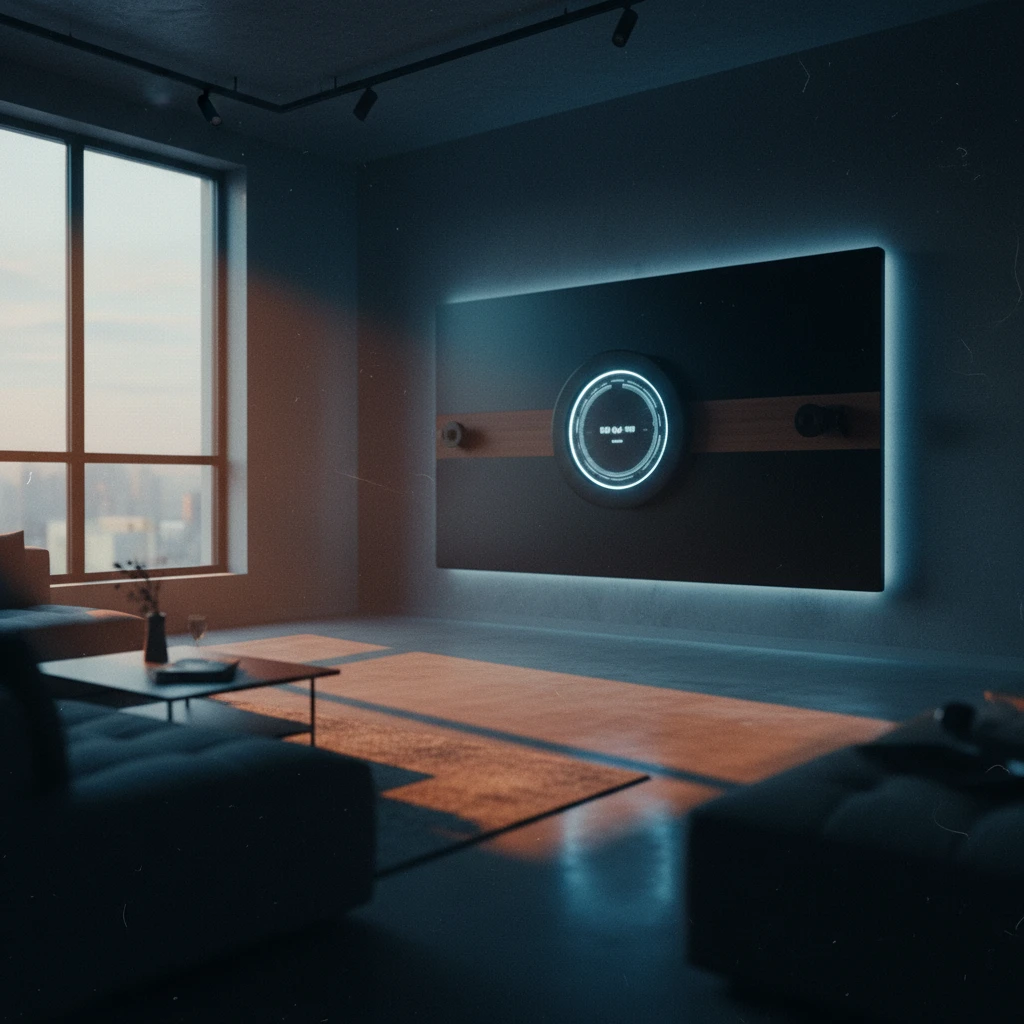 Modern apartment with wall-mounted smart gym system